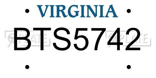 BTS5742 Virginia License Plate