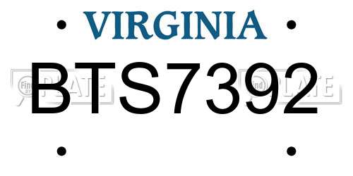 BTS7392 Virginia License Plate