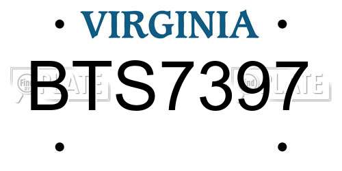 BTS7397 Virginia License Plate