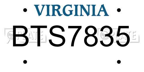 BTS7835 Virginia License Plate