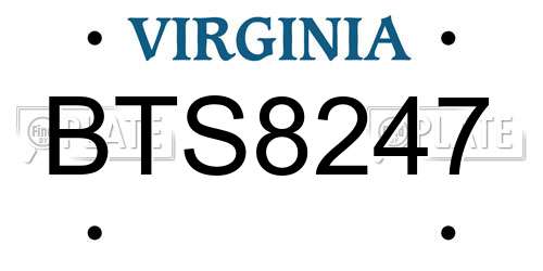 BTS8247 Virginia License Plate