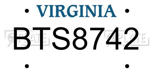 BTS8742 Virginia License Plate