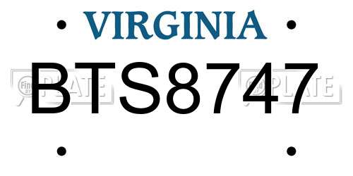BTS8747 Virginia License Plate