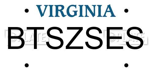 BTSZSES Virginia License Plate
