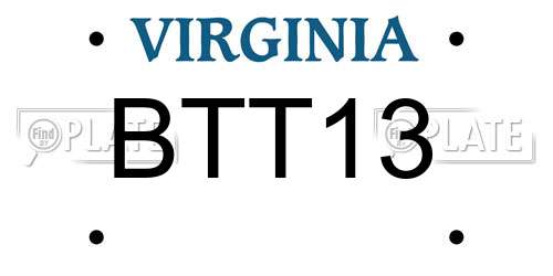 BTT13 Virginia License Plate