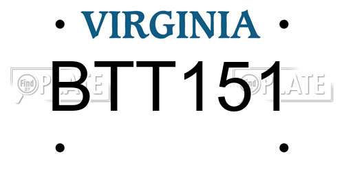BTT151 Virginia License Plate