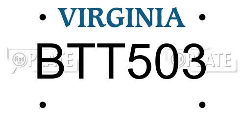 BTT503 Virginia License Plate