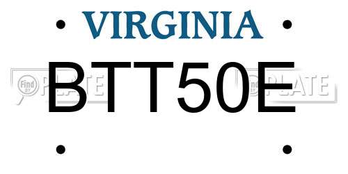 BTT50E Virginia License Plate