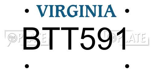 BTT591 Virginia License Plate