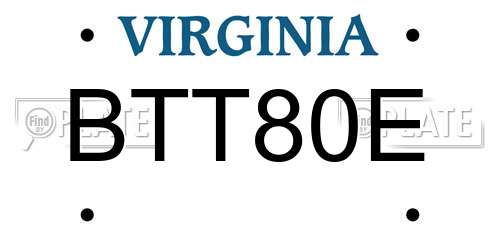 BTT80E Virginia License Plate