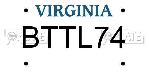 BTTL74 Virginia License Plate