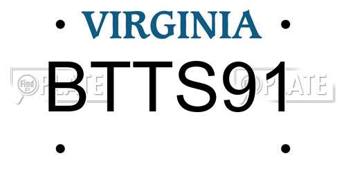 BTTS91 Virginia License Plate