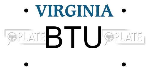 BTU Virginia License Plate