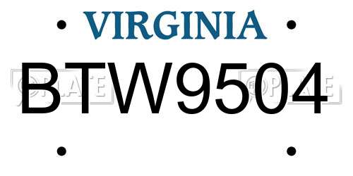 BTW9504 Virginia License Plate