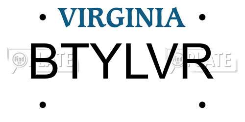 BTYLVR Virginia License Plate