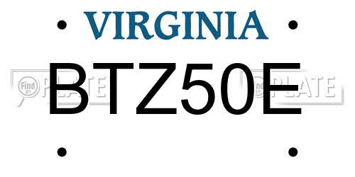 BTZ50E Virginia License Plate