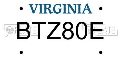 BTZ80E Virginia License Plate