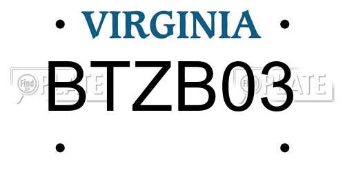 BTZB03 Virginia License Plate