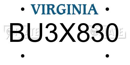 BU3X830 Virginia License Plate
