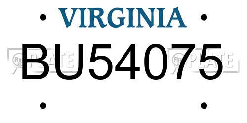 BU54075 Virginia License Plate