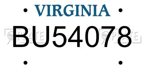 BU54078 Virginia License Plate