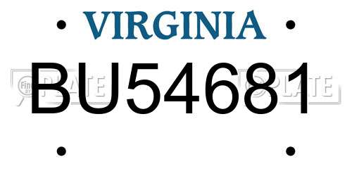 BU54681 Virginia License Plate