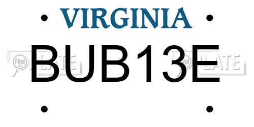 BUB13E Virginia License Plate