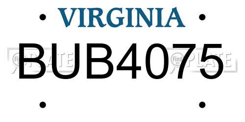 BUB4075 Virginia License Plate