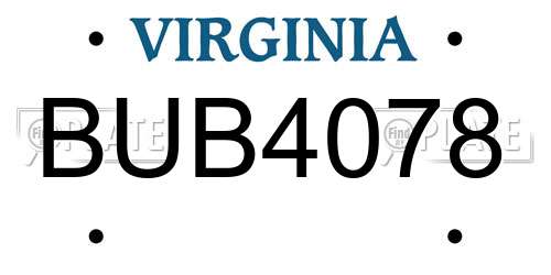 BUB4078 Virginia License Plate