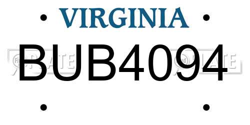 BUB4094 Virginia License Plate