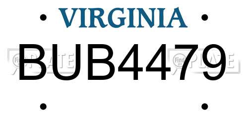 BUB4479 Virginia License Plate