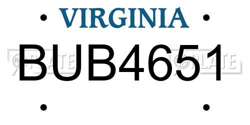 BUB4651 Virginia License Plate