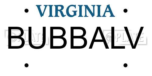 BUBBALV Virginia License Plate