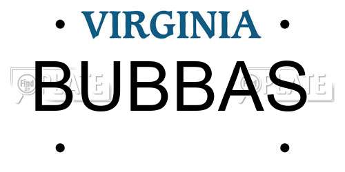 BUBBAS Virginia License Plate