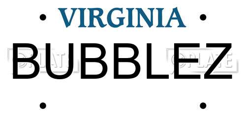 BUBBLEZ Virginia License Plate