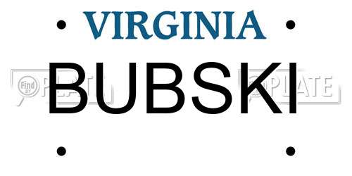 BUBSKI Virginia License Plate