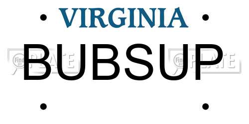 BUBSUP Virginia License Plate