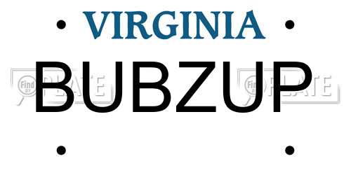 BUBZUP Virginia License Plate