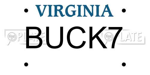 BUCK7 Virginia License Plate