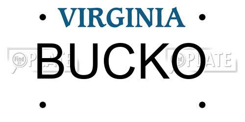 BUCKO Virginia License Plate