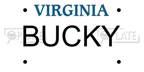 BUCKY Virginia License Plate