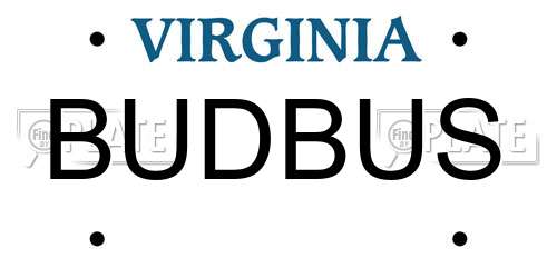 BUDBUS Virginia License Plate