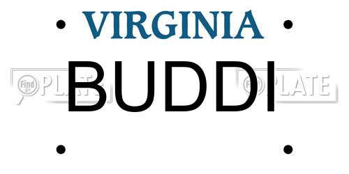 BUDDI Virginia License Plate