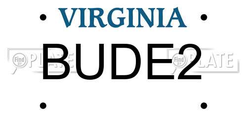BUDE2 Virginia License Plate