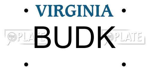 BUDK Virginia License Plate