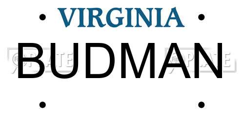 BUDMAN Virginia License Plate
