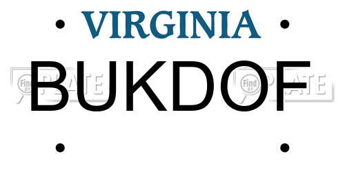 BUKDOF Virginia License Plate