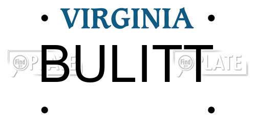 BULITT Virginia License Plate