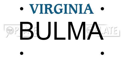 BULMA Virginia License Plate