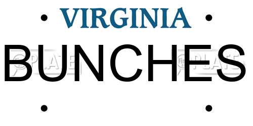 BUNCHES Virginia License Plate